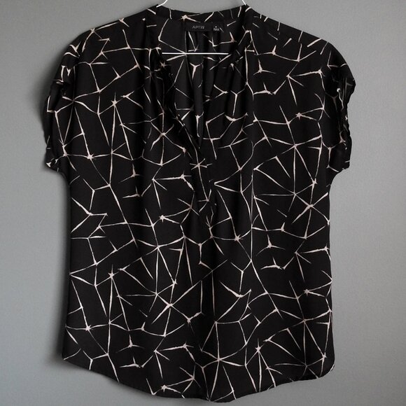 2/$13 Apt. 9 Flowy Business Top, Black & White Geometric - Size Medium - Picture 1 of 5